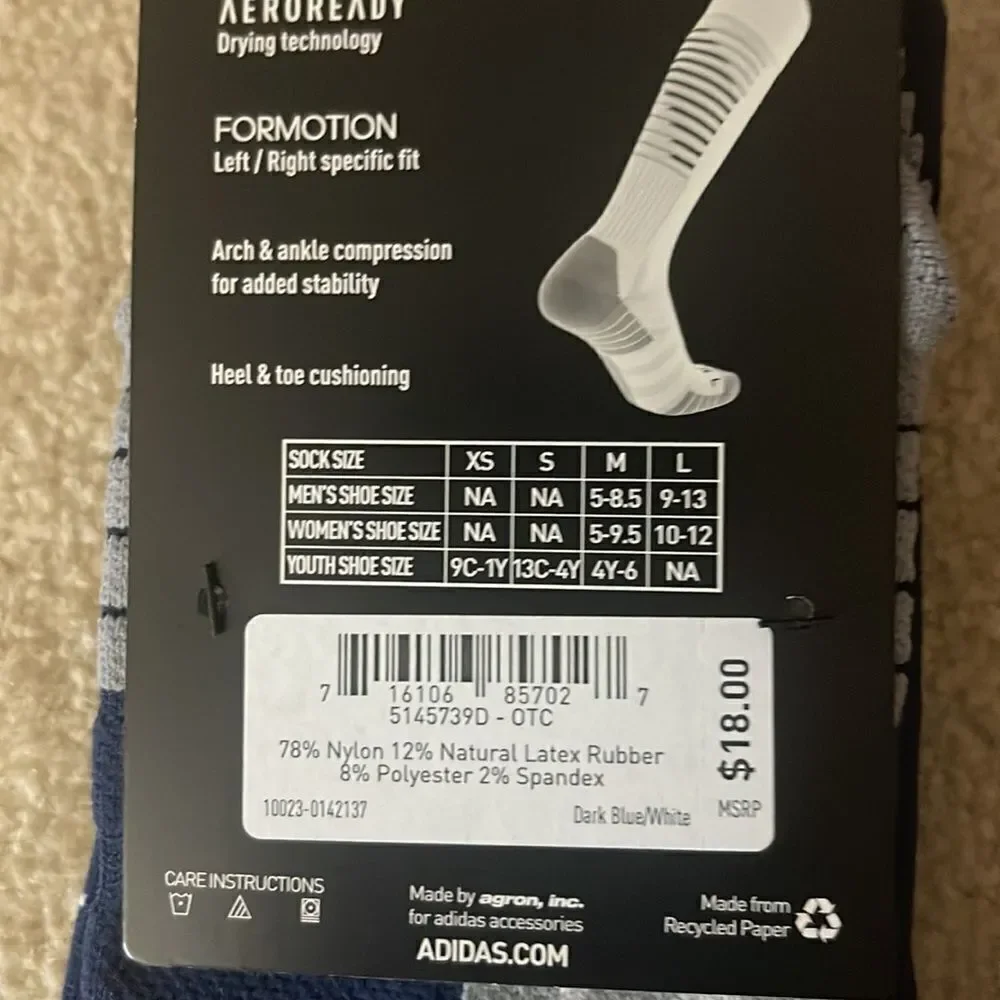 Adidas Team Speed II Soccer Socks Navy/White Adult  large